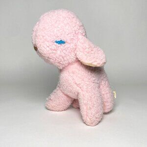 Vintage 1977 Animal Fair Lamb Sheep Plush Stuffed Animal Rattle Toy Pink 6"
